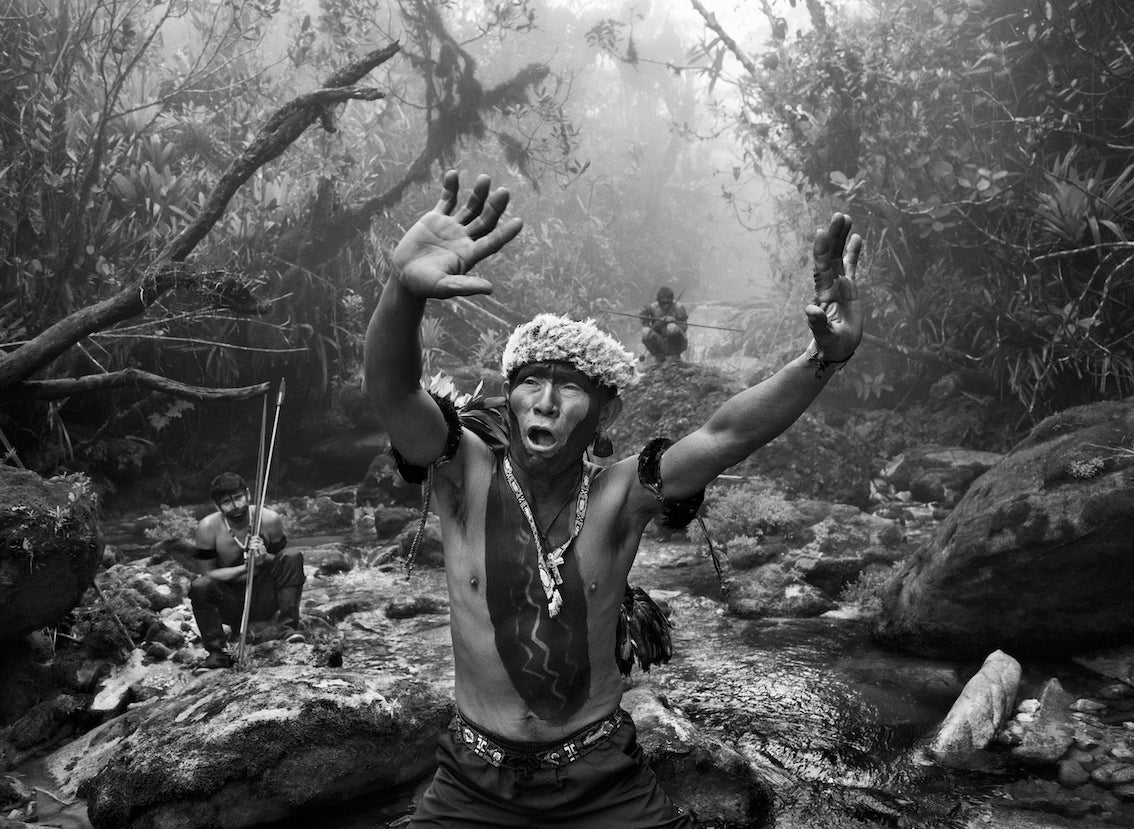 Shaman Ângelo Barcelos, from the community of Maturacá, interacts with Xapiri spirits in visions during an ascent to Pico da Neblina.Yanomami Indigenous territory, state of Amazonas, 2014